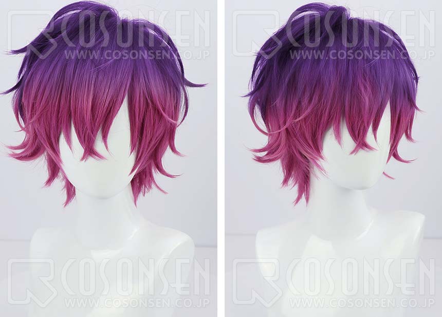 浮奇ヴィオレタ コスプレ ウィッグ+ハーフアニバーサリー紫シャツ VTuber Uki 浮奇 ヴィオレタ コスプレウィッグ